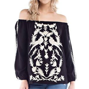 EUC - Solitaire Off-Shoulder Embroidered Top